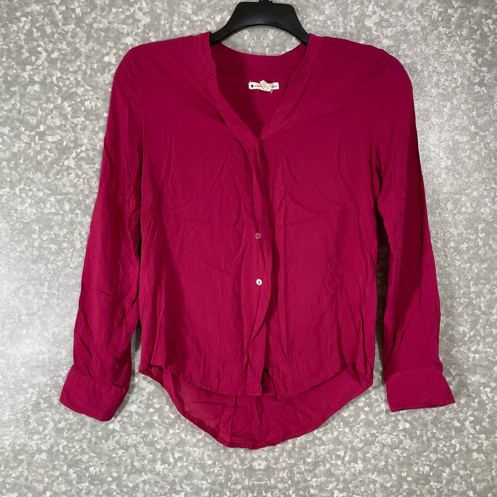 Mango Autumn Basics Women's Burgundy Button Up Shirt - Size Small - Corpcore Top